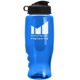 Translucent Blue Translucent Promotional Sports Bottle w/ Flip Lid - 27 oz.