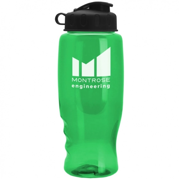 Translucent Green Translucent Promotional Sports Bottle w/ Flip Lid - 27 oz