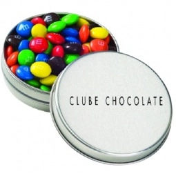 Silver - M&M's Chocolate in Round Custom Tin