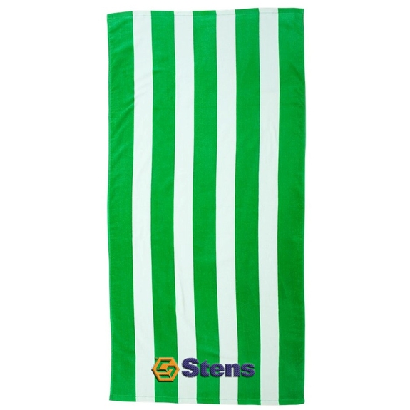 Kelly Green - Carmel Towel Company Velour Striped Custom Beach Towel 