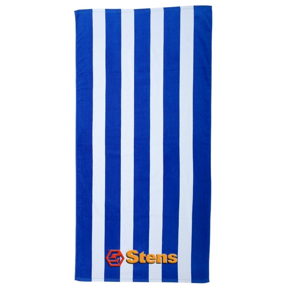 Royal - Carmel Towel Company Velour Striped Custom Beach Towel 