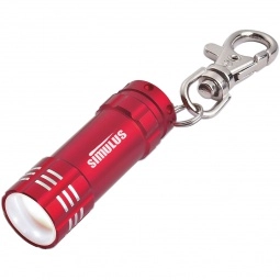 Red Mini Aluminum LED Promotional Flashlight w/Keychain
