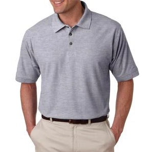 Heather Gray UltraClub Whisper Pique Blend Custom Polo Shirt - Men's