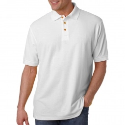 White UltraClub Whisper Pique Blend Custom Polo Shirt - Men's