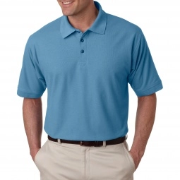 Cornflower UltraClub Whisper Pique Blend Custom Polo Shirt - Men's