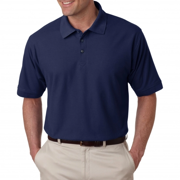 Navy Blue UltraClub Whisper Pique Blend Custom Polo Shirt - Men's