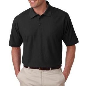 Black UltraClub Whisper Pique Blend Custom Polo Shirt - Men's