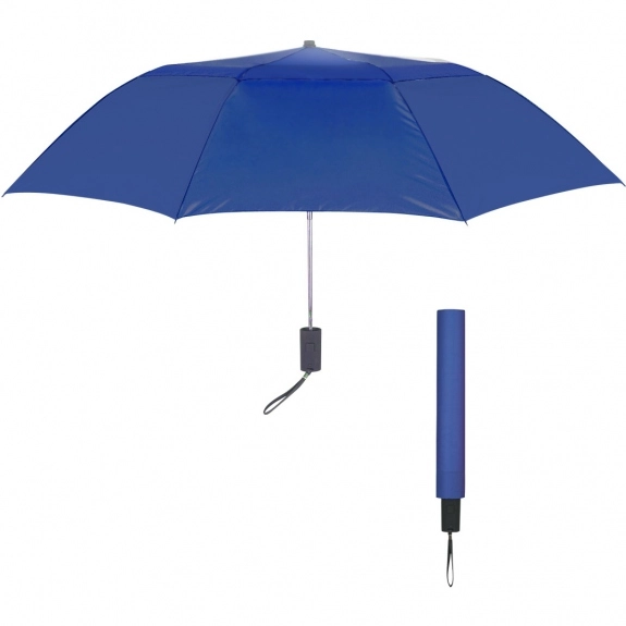 Royal Blue Automatic Folding Vented Custom Umbrella