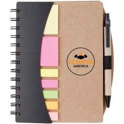Mini Custom Journal w/ Pen, Flags & Sticky Notes - 6"w x 7"h