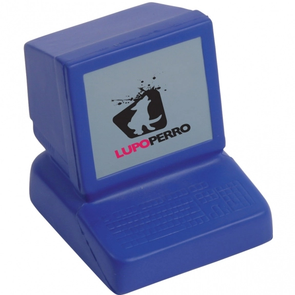 Blue Computer Shaped Promotional Stress Reliever