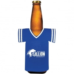 Royal Blue Athletic Jersey Style Custom Bottle Coolers - Optional Stripes