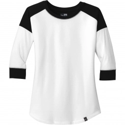 Black/ White - New Era Heritage Blend 3/4 Sleeve Custom Baseball Tee - Wome