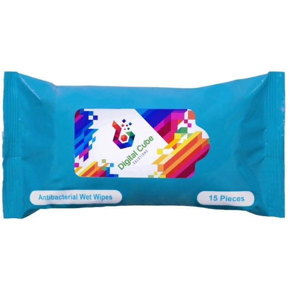Process Full Color Custom Antibacterial Wipes w/ Resealable Pouch – 15 coun
