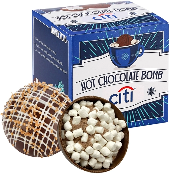 Dark Choc Crystal Full Color Custom Hot Chocolate Bomb - Gift Box