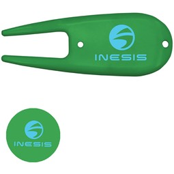 Green - Custom Divot Repair Tool w/ Logo Ball Marker