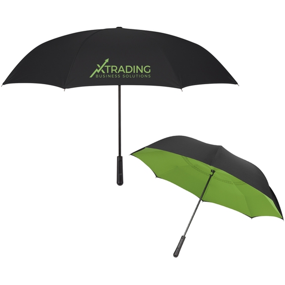 Black / Lime Green Two-Tone Custom Logo Inversion Umbrella - 48"