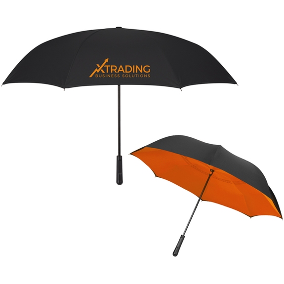 Black / Orange Two-Tone Custom Logo Inversion Umbrella - 48"