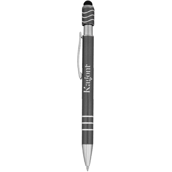 Metallic gray - Wavy Spinner Fidget Custom Pen w/ Stylus