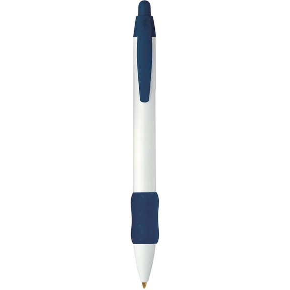 Navy Blue BIC WideBody Retractable Imprinted Pen w/ Color Rubber Grip