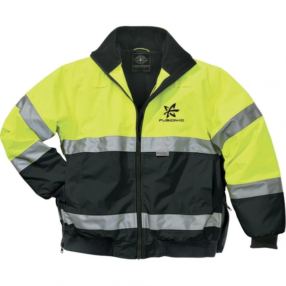 Lime Green/Black Charles River Signal High Visibility Custom Jacket - Mens