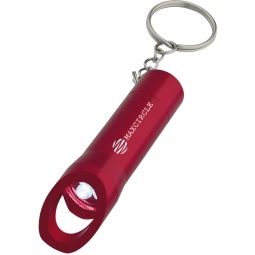 Red Bottle Opener Custom Keychains w/ Flashlight