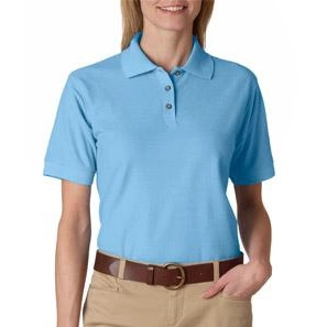 Cornflower UltraClub Whisper Pique Custom Polo Shirt - Women's