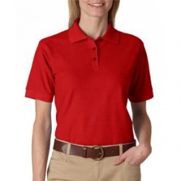 Red UltraClub Whisper Pique Custom Polo Shirt - Women's
