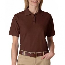 Chocolate UltraClub Whisper Pique Custom Polo Shirt - Women's