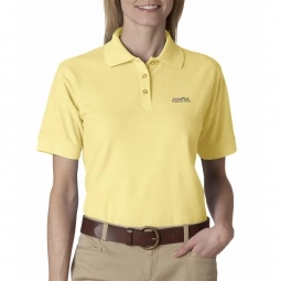 Yellow UltraClub Whisper Pique Custom Polo Shirt - Women's