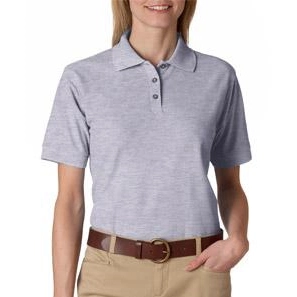 Heather Grey UltraClub Whisper Pique Custom Polo Shirt - Women's