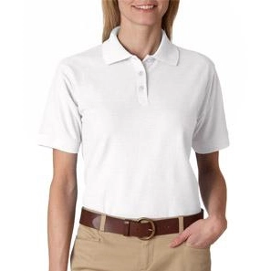 White UltraClub Whisper Pique Custom Polo Shirt - Women's