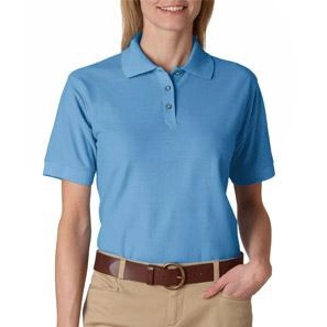 Navy Heather UltraClub Whisper Pique Custom Polo Shirt - Women's