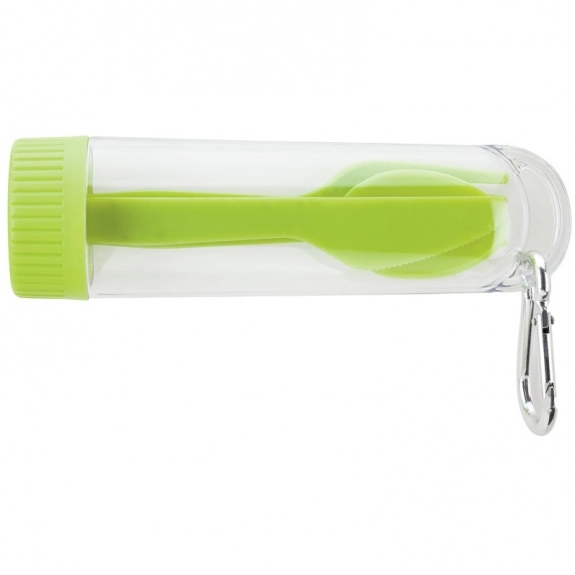 Green 3 Piece Custom Logo Cutlery Set