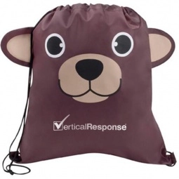 Brown Paws & Claws Promotional Drawstring Backpack - Bear