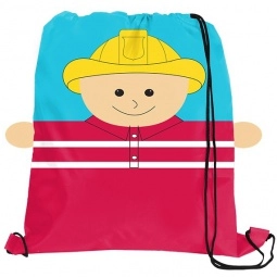 Aqua Hometown Helpers Custom Drawstring Backpack - Fireman