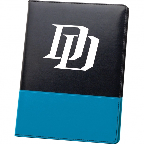 Black/Blue Refillable Custom Portfolio w/ Lined Notepad - 9.5"w x 12.8"h
