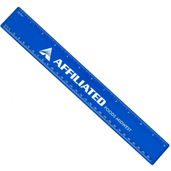 Translucent Blue Translucent Promotional Plastic Ruler - 12"