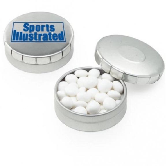 Silver - White Mints in Mini Push Top Custom Tin