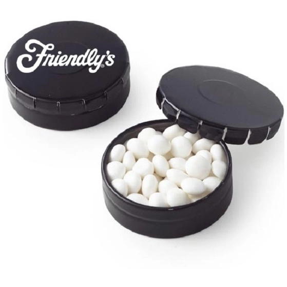 Black - White Mints in Mini Push Top Custom Tin