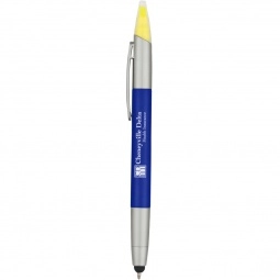 Blue - 3-in-1 Promotional Pen w/ Highlighter and Stylus