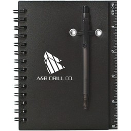 Solid Black - Custom Printed Spiral Notebook w/ Pen