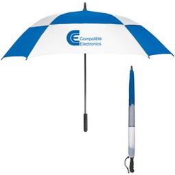 Royal Blue & White Square Canopy Automatic Custom Umbrella
