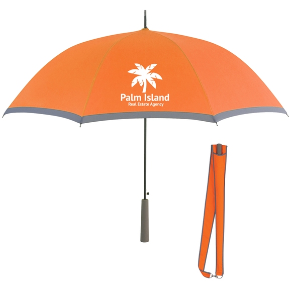 Orange Grey Accented Automatic Open Custom Umbrellas