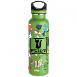 Lime Green Full Color Basecamp Tundra Custom Water Bottles - 20 oz.