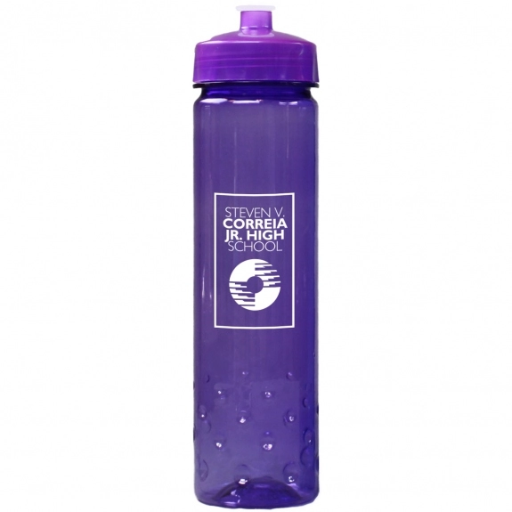 Translucent Purple - Translucent Promotional Water Bottle w/ Bubble Grip - 