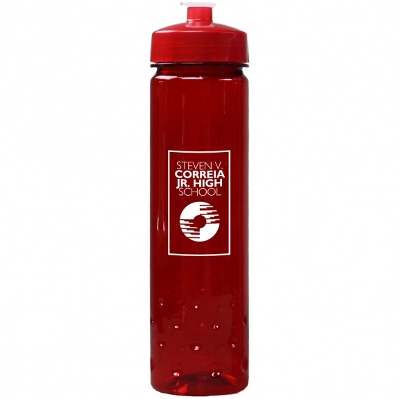 Translucent Red - Translucent Promotional Water Bottle w/ Bubble Grip - 24 