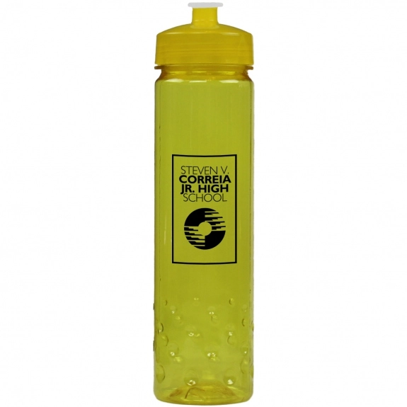 Translucent Yellow - Translucent Promotional Water Bottle w/ Bubble Grip - 