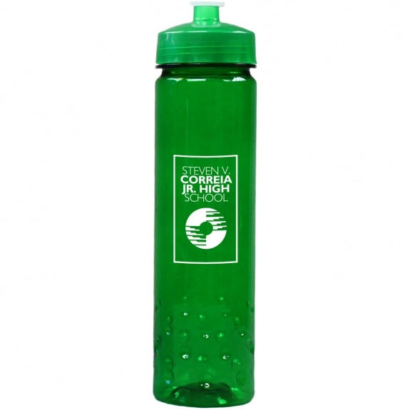 Translucent Green - Translucent Promotional Water Bottle w/ Bubble Grip - 2