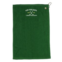 Green - Hemmed Custom Golf Towel w/ Hook & Grommet - 11" x 18"
