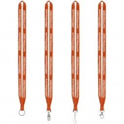 Orange Polyester Sewn Custom Lanyards w/ Silver Split Ring - .5"w